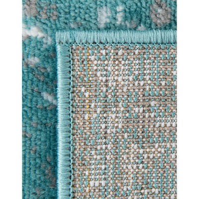 Turquoise Rectangular Synthetic Stain-Resistant Area Rug