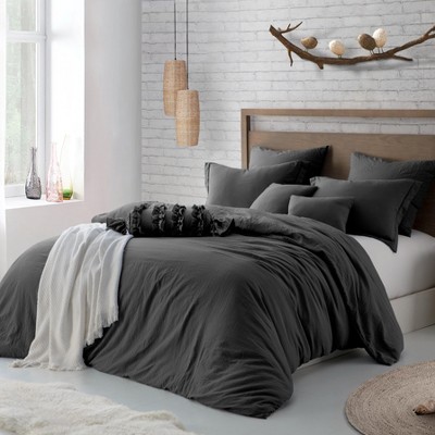 Swift Home | Microfiber Washed Crinkle Duvet Cover Set (Comforter/Duvet Insert Not Included)