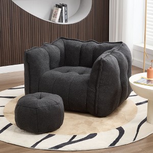 Sapphtopaz Bean Bag Chair with High Resilient Foam, Lazy Sofa with Footstool, Bean Bag Chairs for Adults and Kids, Lounge Chair for Living Room - 1 of 4