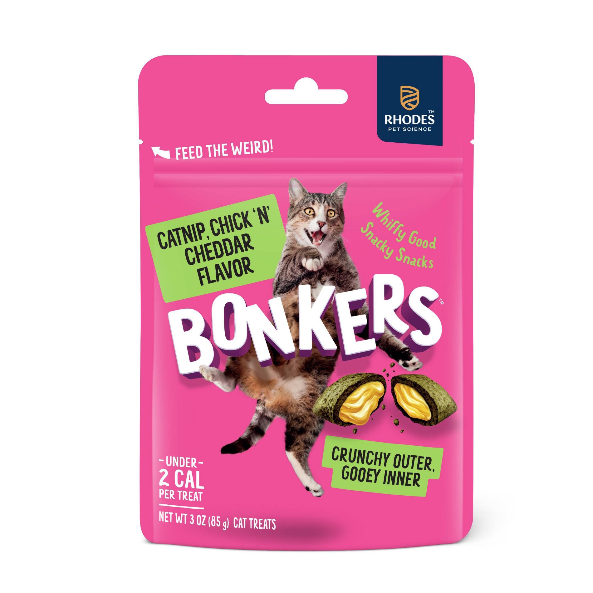 Bonkers Catnip & Chicken Cheese Cheddar Flavor Crunchy Cat Treats - 3oz