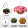 2 Set Artificial Outdoor Geraniums Flowers with Brown Basket, Hanging Flowers,12 Pcs Geraniums Flowers for Christmas,Front Porch,Garden,Patio Decor - 2 of 4