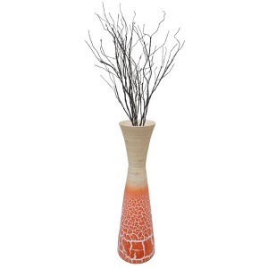 Uniquewise 27" Contemporary Bamboo Floor Flower Vase Hourglass Design for Dining, Living Room, Entryway Decoration - 1 of 4