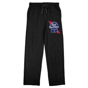 Pabst Blue Ribbon Logo Men's Black Sleep Pajama Pants - 1 of 4