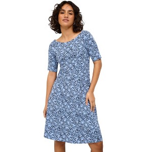 ellos Plus Size Short Sleeve Fit & Flare Knit Dress - 1 of 3