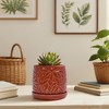 Wooakway 8" Dia Outdoor Indoor Ceramic Planter Pot Decorative Planter with Drainage Hole Patio Flower Pot - 2 of 4