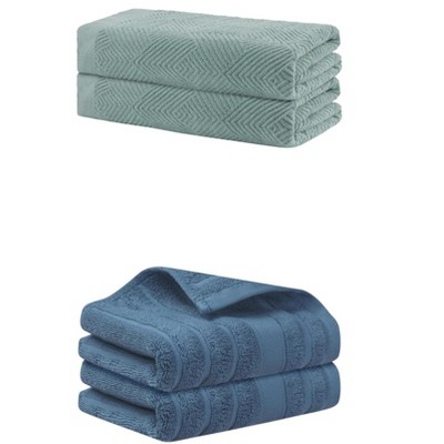 REGALWOVEN Bathroom Gym SPA Cotton Soft Absorbent Bath Hands Towel Set 2 Pcs
