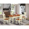 HomeStock 5-Piece Rectangle Buttermilk and Cherry Finish Solid Wood Top Dining table with 4-Chairs - 2 of 4