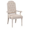 HomeRoots Set of Two Tufted Antiqued White and Champagne Upholstered Fabric And Solid Wood Dining Arm Chairs - 4 of 4