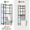 8 - Tier Over Toilet Storage with Side Rack, Adjustable Shelf Drain Basket, Freestanding Bathroom Organizer - 3 of 4