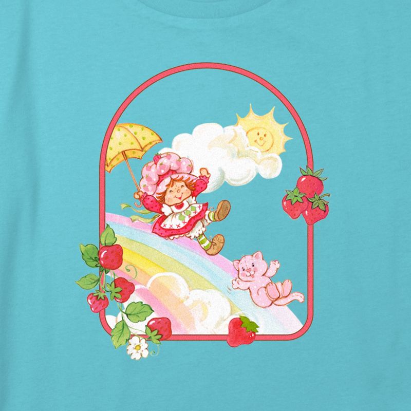 Girl's Strawberry Shortcake Berry Rainbow Slide Crop Top T-Shirt, 2 of 4