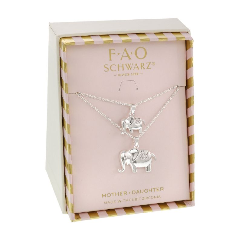 FAO Schwarz Fine Silver Plated Elephant Pendant Necklace Set, 2 of 4