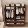 Acekool 72" Wooden Armoire Wardrobe Closet with 2 Doors, 2 Drawers & Adjustable Shelf, Tall Bedroom Cabinet with Hanging Rod, Rustic White - 3 of 4