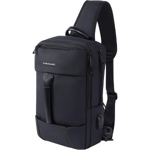 Sling Bag for Men 14-16",Crossbody Bag with USB Charging Port Fits 10.2inch iPad, Casual Daypack, Black L - 1 of 4