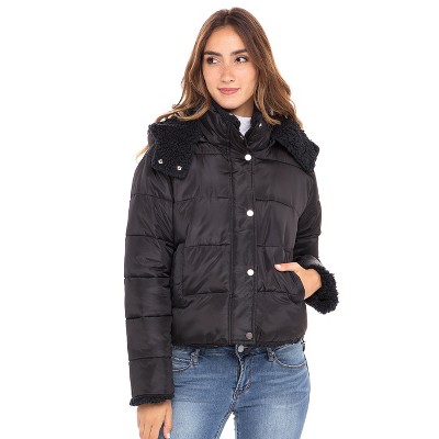 womens black puffer with hood