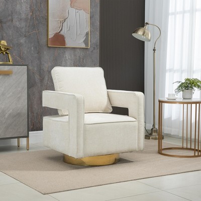 TIRAMISUBEST 30.7"W Swivel Accent Open Back Chair Modern Comfy Sofa Chair With Gold Stainless Steel Base
