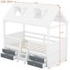 Twin/Full Size Loft Bed Wood House Bed Frame Drawers - ModernLuxe - 3 of 4