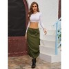 Women's Midi Cargo Skirt Ruched Drawstring Side High Waist Casual Skirts Streetwear with Pockets - 4 of 4