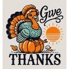 Give Thanks Turkey Sitting On Pumpkin Adult Long Sleeve Hoodie - 2 of 2