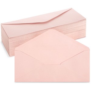 Juvale 96-Pack #10 Blush Pink Envelopes with Gummed Seal and V-Flap for Party Invitations, Mailing Business Letters, Invoices 4-1/8x9-1/2 in - 1 of 4