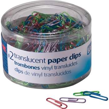 Officemate Translucent Paper Clips Vinyl Small 600/Tub BE/PE/GN/RD/SR 97211