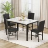 Hooseng Modern Dining Room Table and Chairs Set for 4, 5-Piece Kitchen Table Set with Faux Marble & 4 PU Leather Chair for Small Space, Apartment - 3 of 4