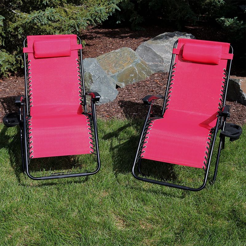 Sunnydaze Oversized Folding Fade-Resistant Outdoor XL Zero Gravity Lounge Chairs with Pillow and Cup Holder, 3 of 12