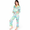 Anna-Kaci Lounge Women's Satin Pajama Set with Tropical Flamingo Print and Waist Tie- Light Blue,Small - 4 of 4