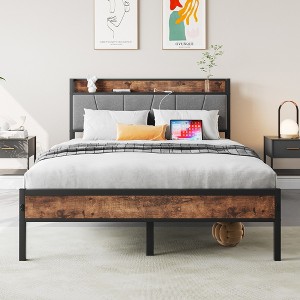 VYNXARIA Full Size Bed Frame with Storage Headboard ¨C Functional Elegance - 1 of 4