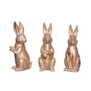 Transpac Small Resin Bronze Easter Bunny Decor Set of 3 Home Decorations Easter - 1 of 1