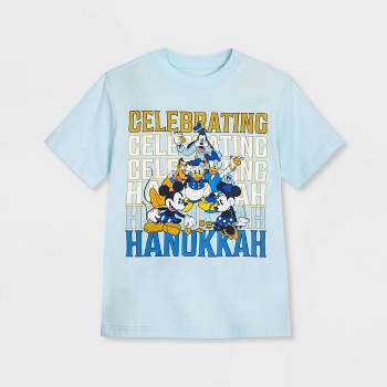 Kids' Mickey Mouse & Friends Hanukkah Graphic Short Sleeve T-Shirt - Light Blue - Disney Store