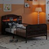 Okak Twin/Full Size Bookcase Platform Beds with Storage & Upholstered Headboard,Metal Bed Frame for Teens,No Spring Box Needed - 2 of 4