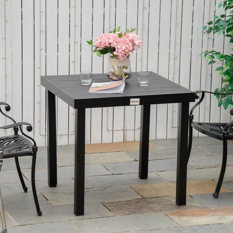 Outsunny Patio Dining Table, Rectangular Aluminum Outdoor Table for Garden Lawn Backyard, Black, 3 of 7