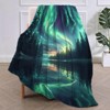 1pc Aurora Borealis Flannel Blanket ¨C Cozy All-Season Throw with Stunning Northern Lights & Pine Tree Reflection Design. - 4 of 4