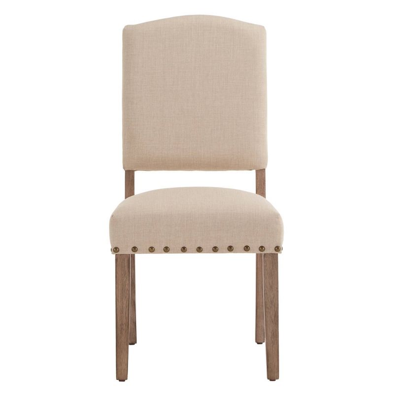 Set of 2 Iverson Nailhead Trim Gray Oak Finish Linen Side Chairs - Inspire Q, 5 of 15