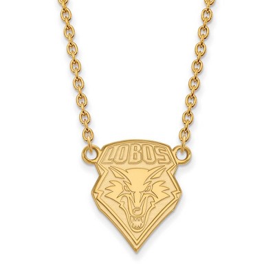 Black Bow Jewelry 10k Yellow Gold New Mexico Lobos NCAA Necklace 18 Inch