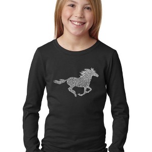 LA Pop Art Girl's Word Art Long Sleeve - Horse Breeds - 1 of 4