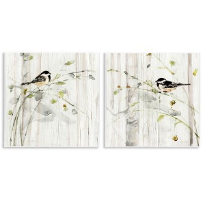 Stupell Industries Perched Birds Country Botanicals 2pc Wall Plaque Art Set - 1 of 4