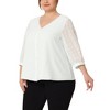 Agnes Orinda Women's Plus Size Spring Elegant Lace Sleeve Button Down Blouses - 2 of 4