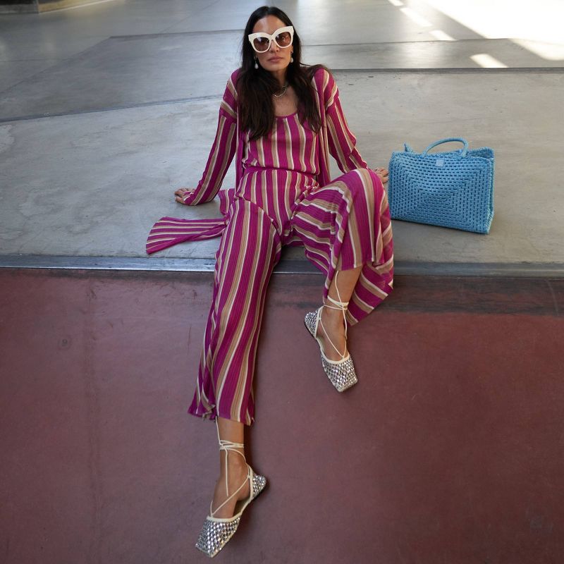Women's Striped Wide Leg Sweater Pants - Future Collective™ with Jenny K. Lopez Pink, 4 of 9