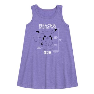 - Pokémon - Pikachu Pokedex Diagram Graphic Sleeveless Aline Dress - 1 of 3