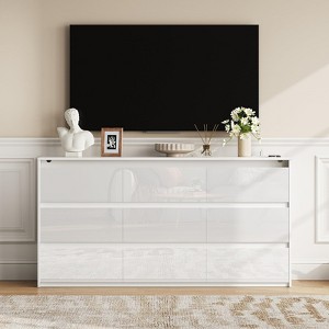 Large High Gloss Storage Cabinet, TV Stand, Media Dressers - 1 of 4