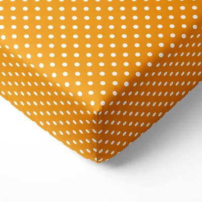 Bacati - Orange Pin Dots 100 percent Cotton Universal Baby US Standard Crib or Toddler Bed Fitted Sheet