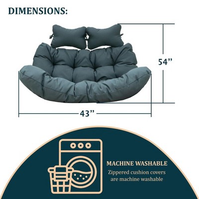 Charcoal Upholstered Hanging Egg Swing Cushion with Headrest