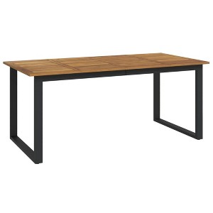 vidaXL Garden Table Acacia Wood Brown, Powder-Coated Black - 1 of 4