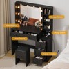 Makeup Vanity Desk and Stool, Vanity Desk with Lights, Vanity Table Set with Charging Station, Drawers and Hidden Storage Shelves - 4 of 4