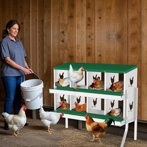 TackView Chicken Nesting Box, Hens Egg Nest Box, Metal Chicken Laying Box House with Rollout Egg Collection and Protective Lid - 1 of 4