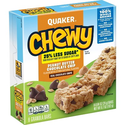 Quaker Chewy Low Sugar Peanut Butter Chocolate Chip Granola Bars - 8ct