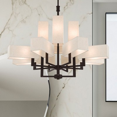 Elegant Brushed Nickel 12-Light Chandelier with Crystal Accents