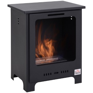 HOMCOM Ethanol Fireplace, 19.75" Freestanding Fireplace Stove with Flame Snuffer, 0.25 Gal, Max 269 Sq. Ft., Burns up to 3 Hours, Black - 1 of 4