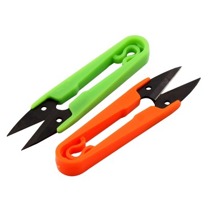 Unique Bargains Tailor Craft Plastic Grip Metal Blade U-shaped Yarn Scissors 2 Pcs